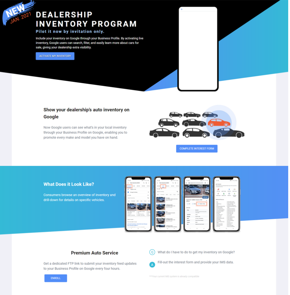 google business profile inventory